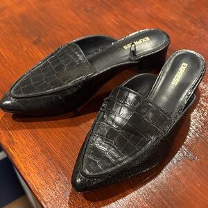 Express Black Croc Pattern Mules